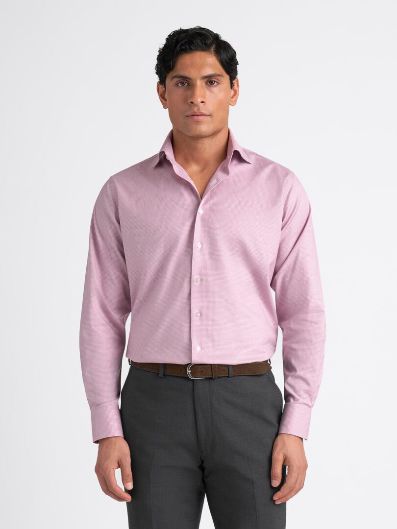 Non-Iron Stretch Supima Rose Mini Grid Twill Thumb Detail