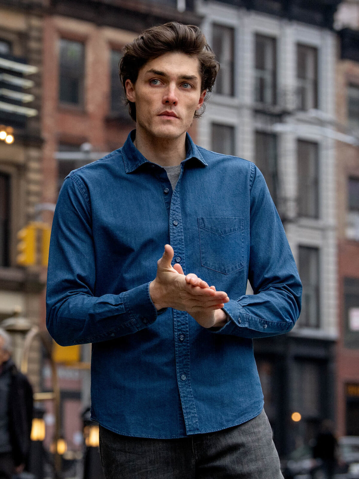 Albiate Indigo Washed Denim Western Shirt Shirt