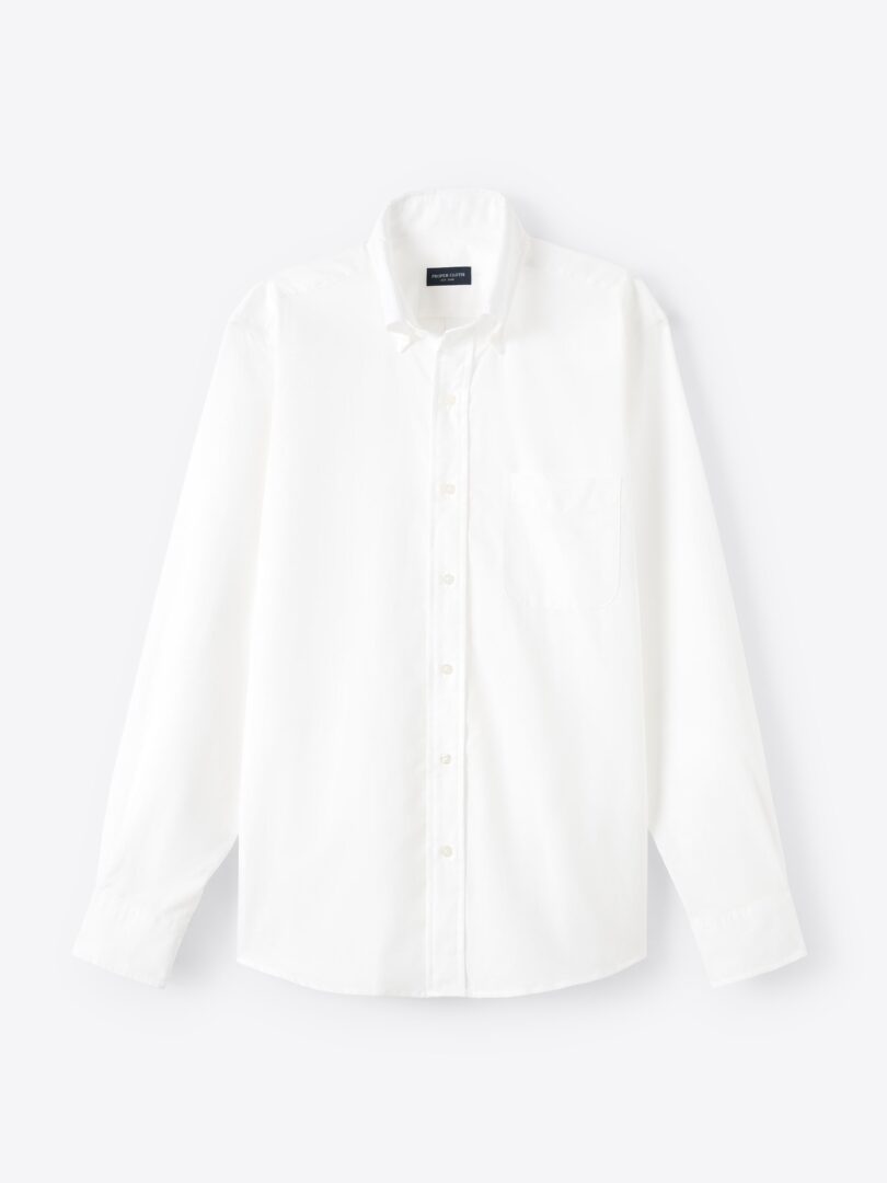 White Cotton Linen Oxford Button Down Product Image