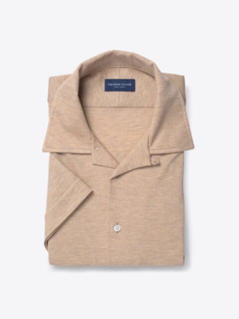 Shop Canclini Melange Camel Knit Pique