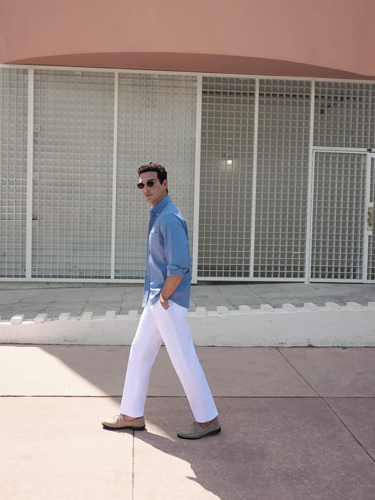 Albini Atlantic Blue Wide Seersucker Shirt by Proper Cloth