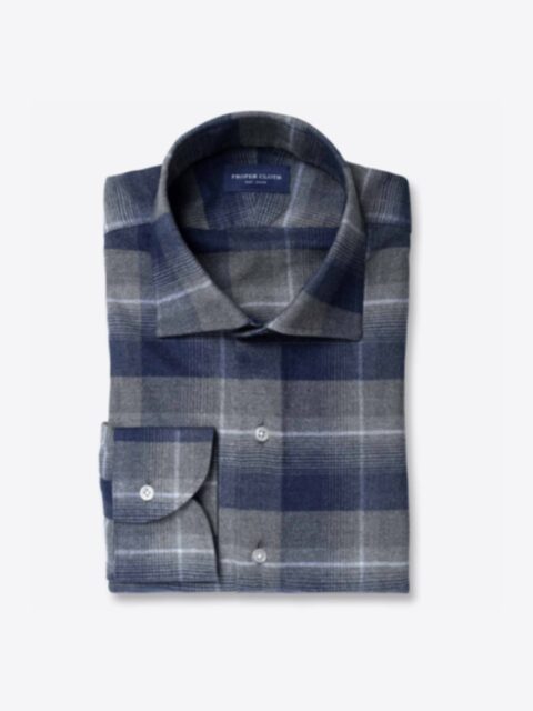 Shop Teton Grey and Navy Shadow Plaid Flannel