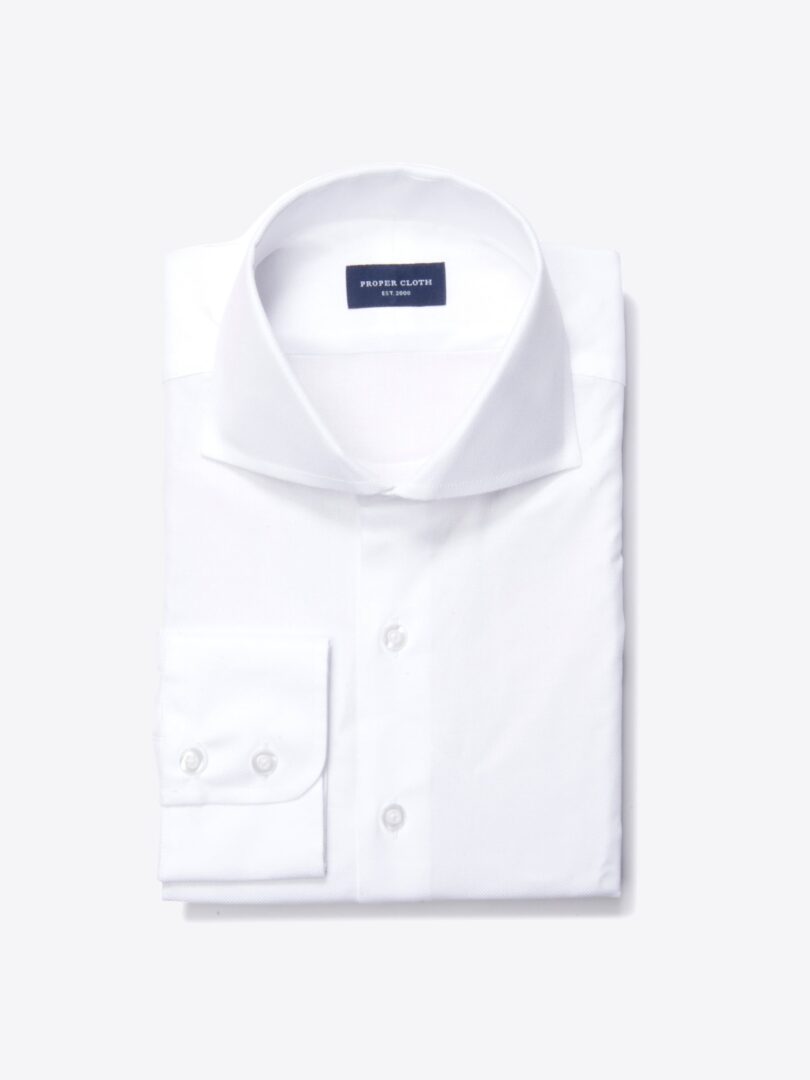 White 80s Royal Oxford Fitted Dress Shirt 