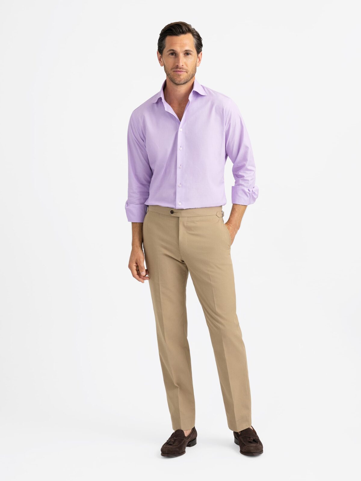 purple dress shirt khaki pants Big & TALL All-over Stretch L/S Striped Button-down Dress Shirt - Izod Sportswear