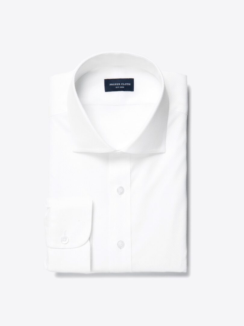 White Wrinkle-Resistant Diagonal Jacquard Tailor Made Shirt 