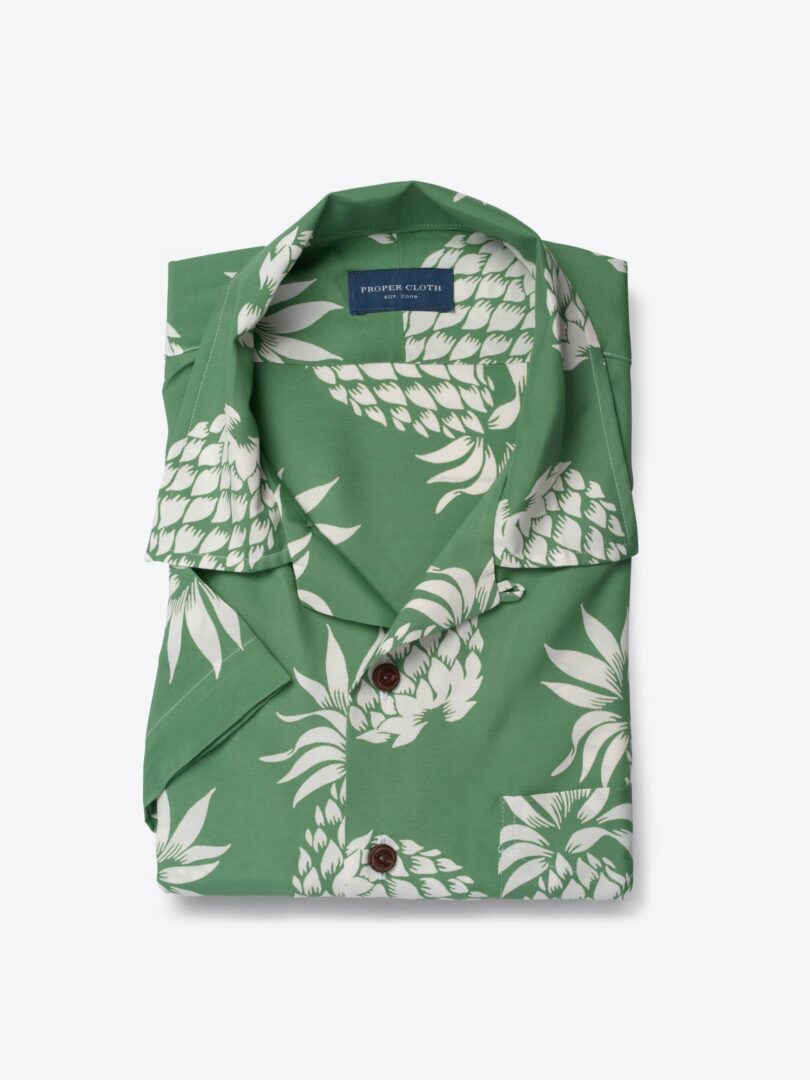 Japanese Basil and White Pineapple Print Rayon 