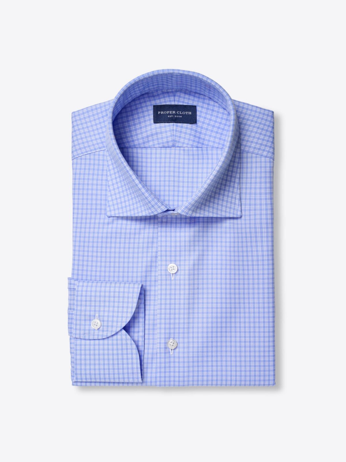 Mayfair Wrinkle-Resistant Blue Micro Check Shirt by Proper Cloth