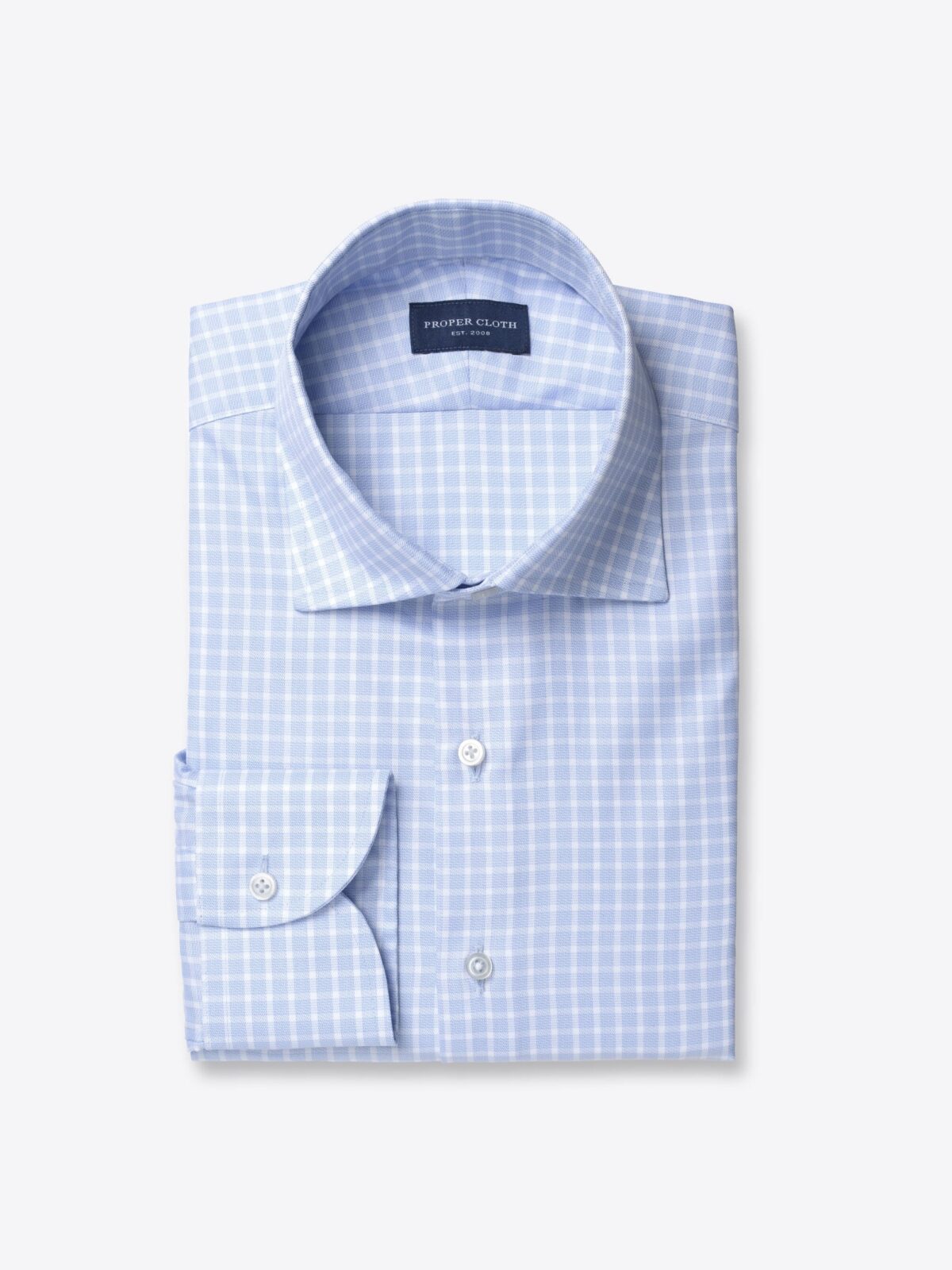 Mercer Light Blue End on End Check Shirt by Proper Cloth