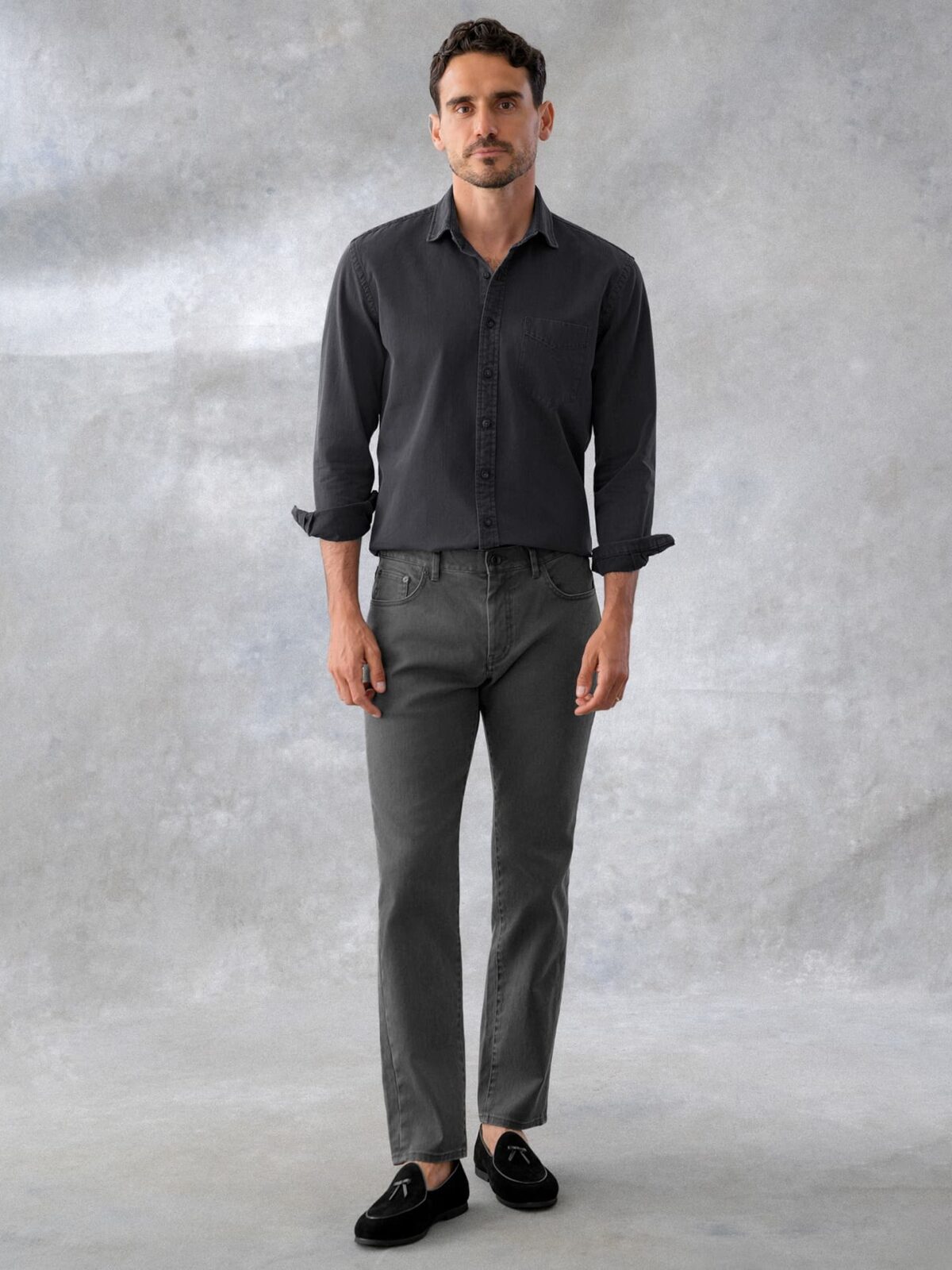 Buy Men's Super Denim Washed Black Shirt Online | SNITCH