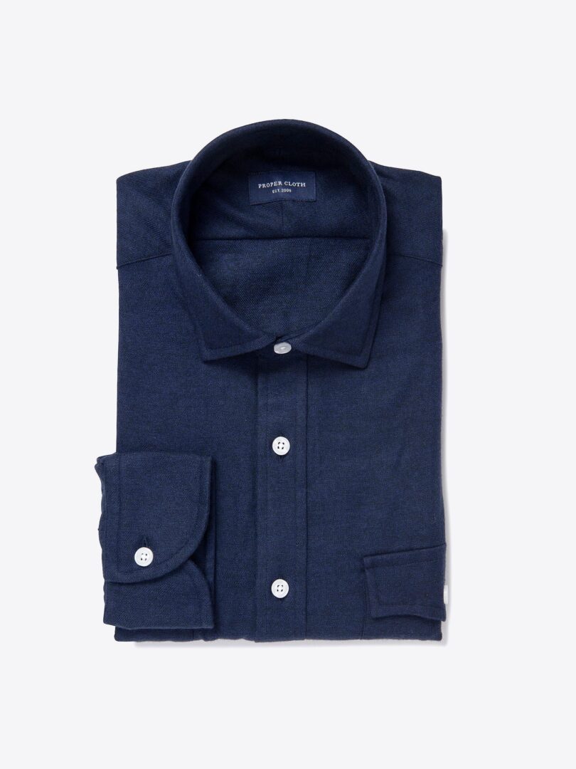 Canclini Navy Twill Beacon Flannel Custom Made Shirt 