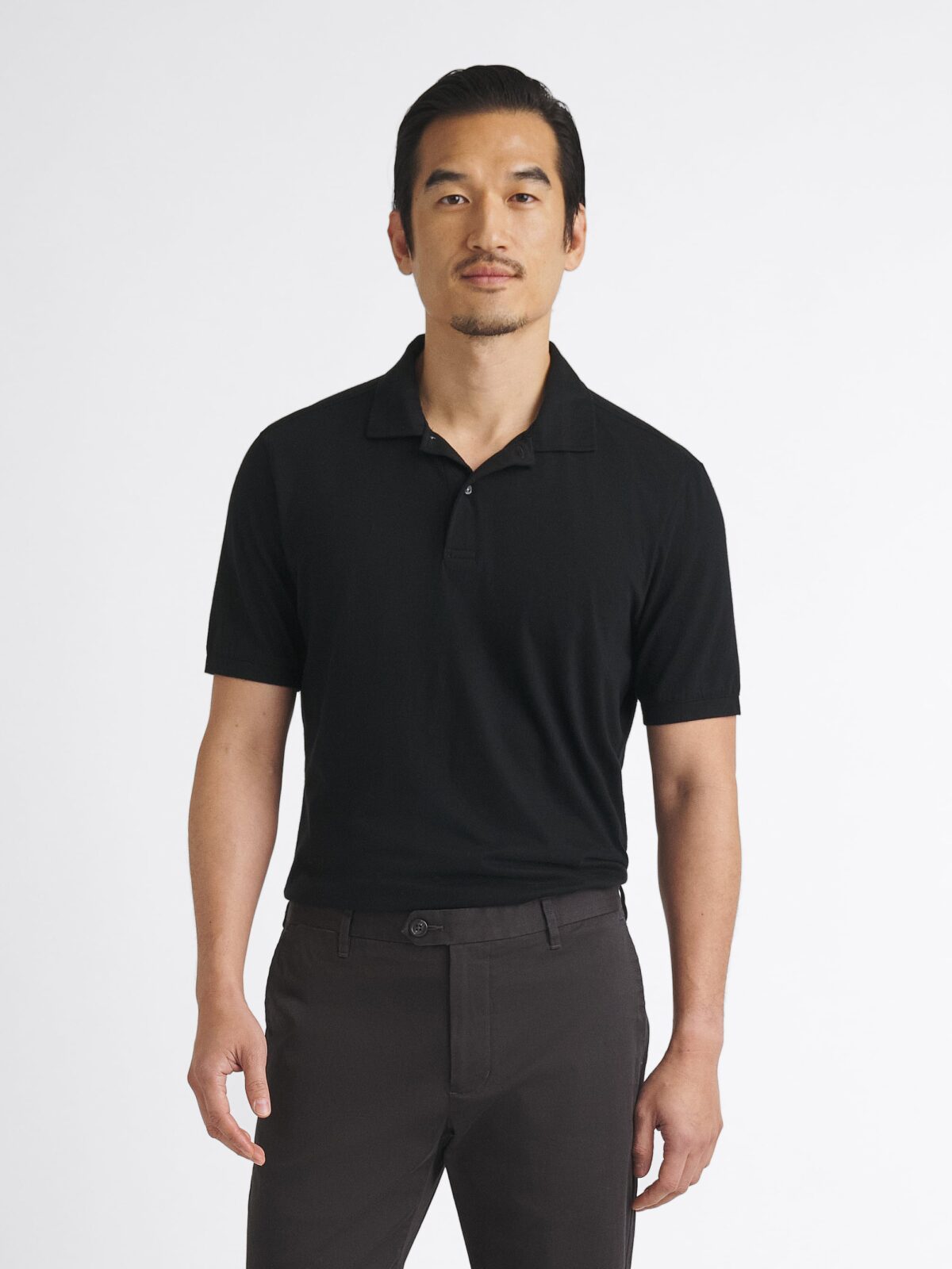 The Japanese Jersey Knit Polo in Black