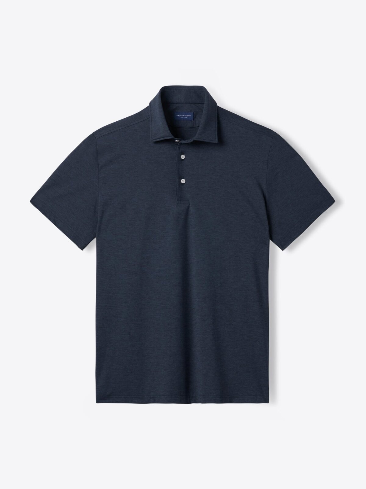 Polo Shirt White and Navy Blue Cotton Jersey