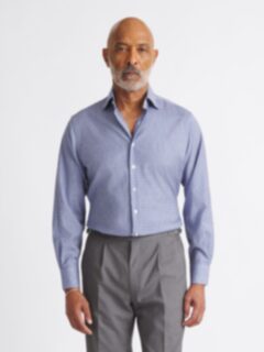 The Italian Merino Wool Shirt in Light Blue Small Check