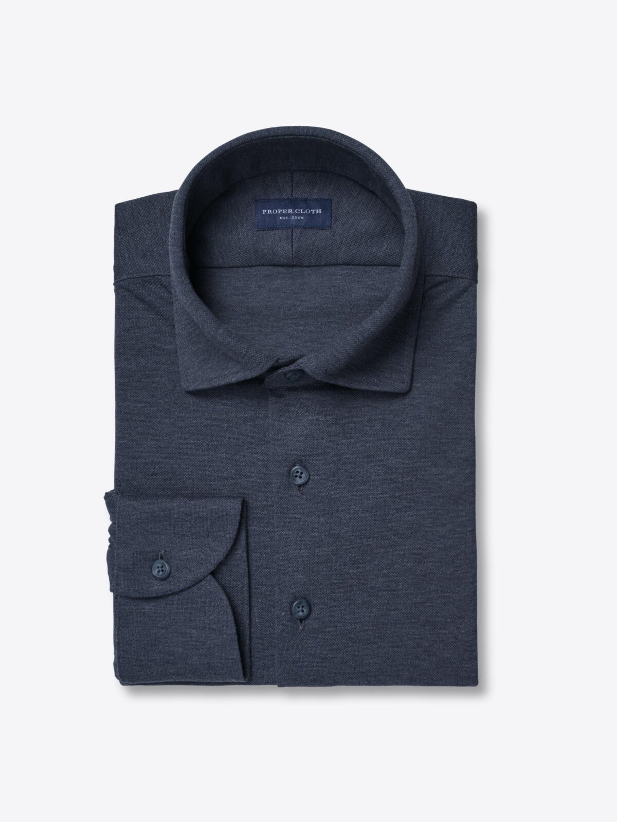 Sullivan Light Blue Melange Easy Care Knit Shirt by Proper Cloth