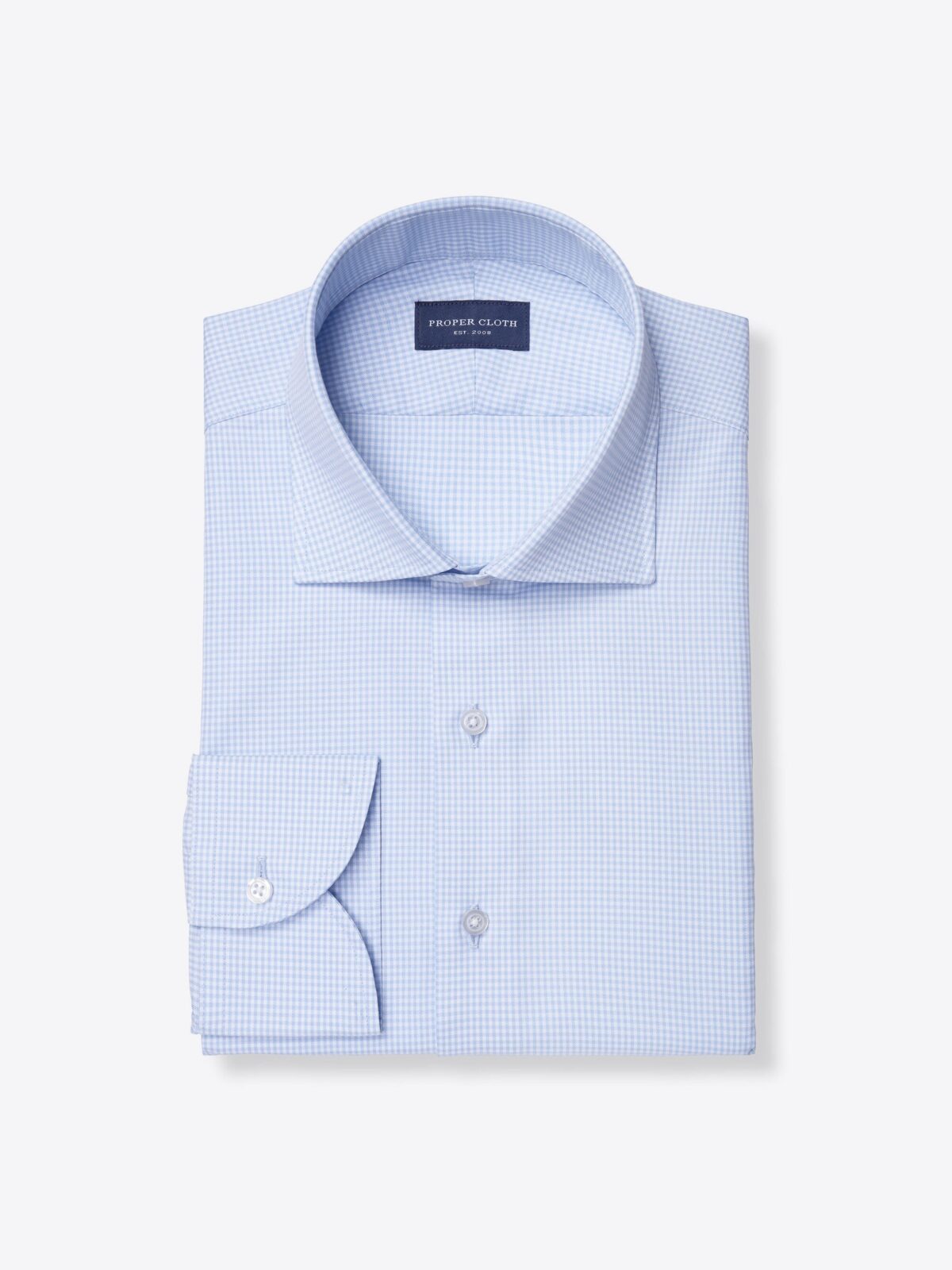 Thomas Mason 100s Light Blue Mini Gingham Twill Shirt