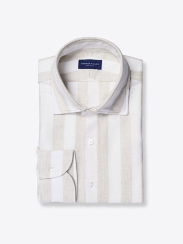 Brown Stripe - Cotton Linen shirt for men