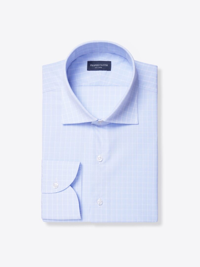 Thomas Mason Goldline Light Blue Box Check Tailor Made Shirt 