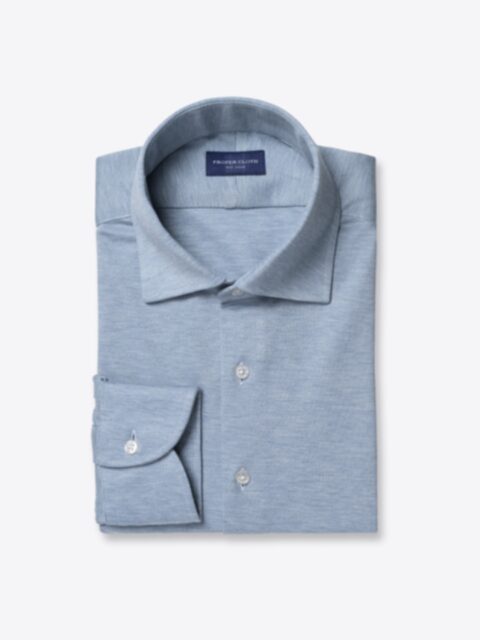 Shop Canclini Melange Blue Knit Pique