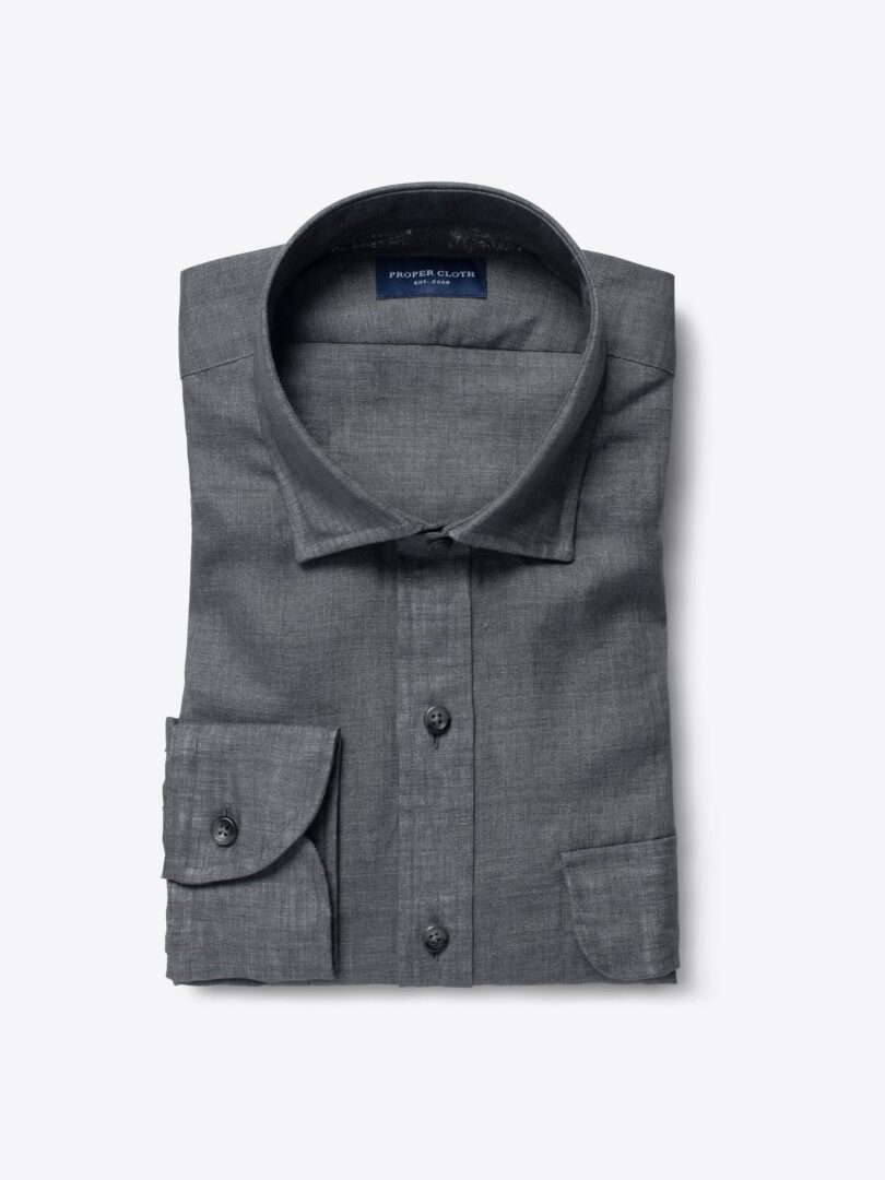 Albini Washed Grey Linen Tailor Made Shirt 