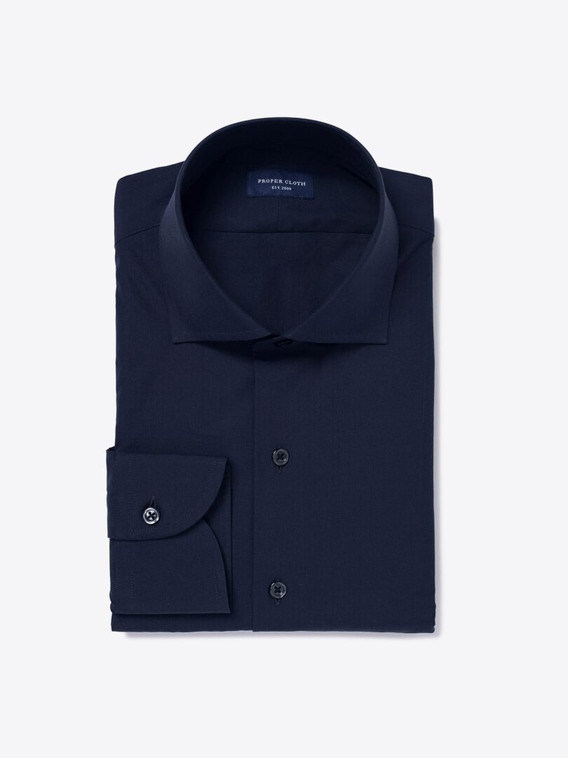 Mercer Navy Broadcloth Men's Dress Shirt 