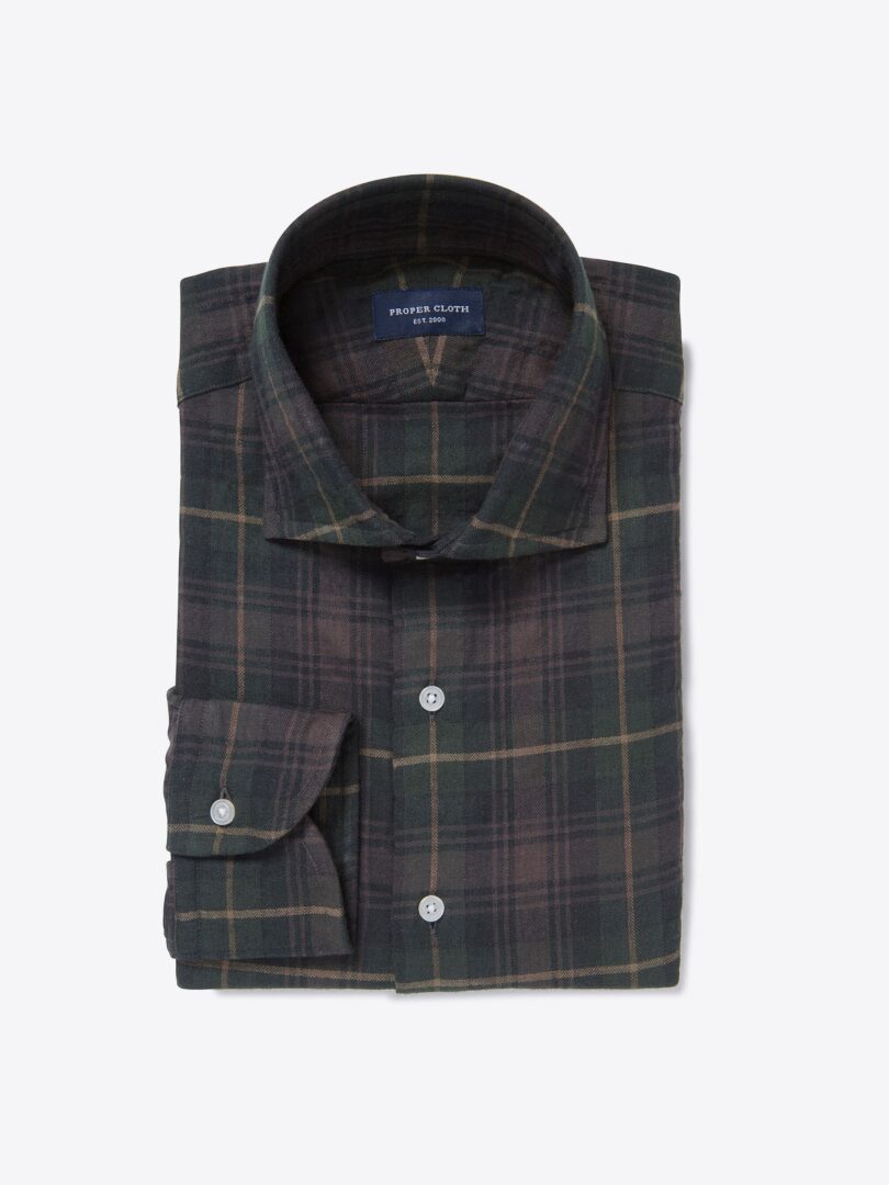 Japanese Hickory Puckered Herringbone Plaid Fitted Shirt 