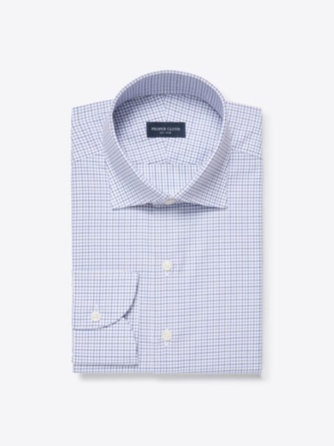 The Thomas Mason 140s Goldline Dress Shirt in Periwinkle Houndstooth