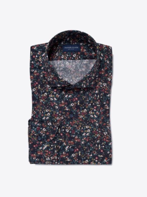 Shop Albini Navy Digital Floral Print
