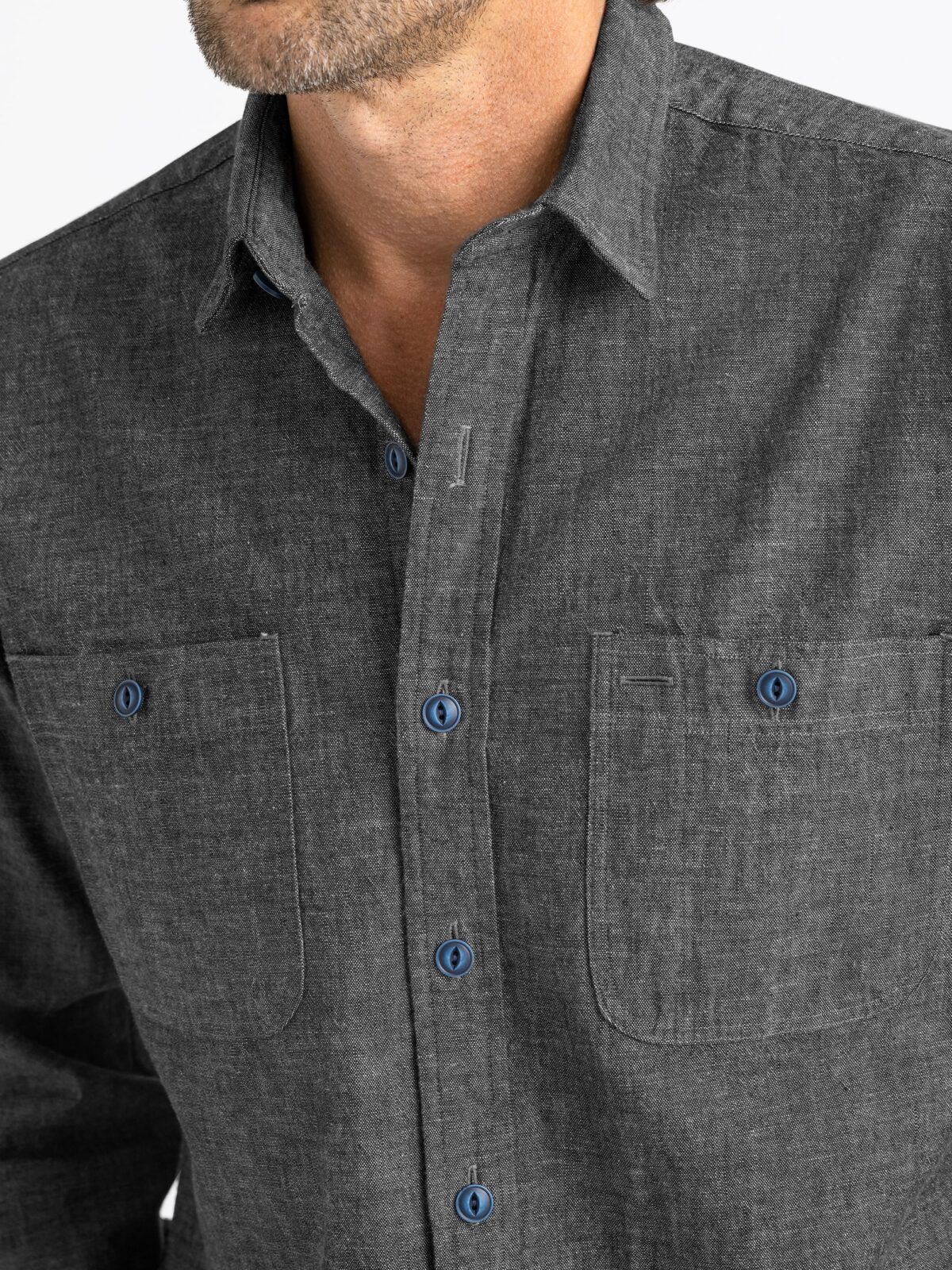 The Japanese Selvedge Heavy Chambray Utility Shirt in Black