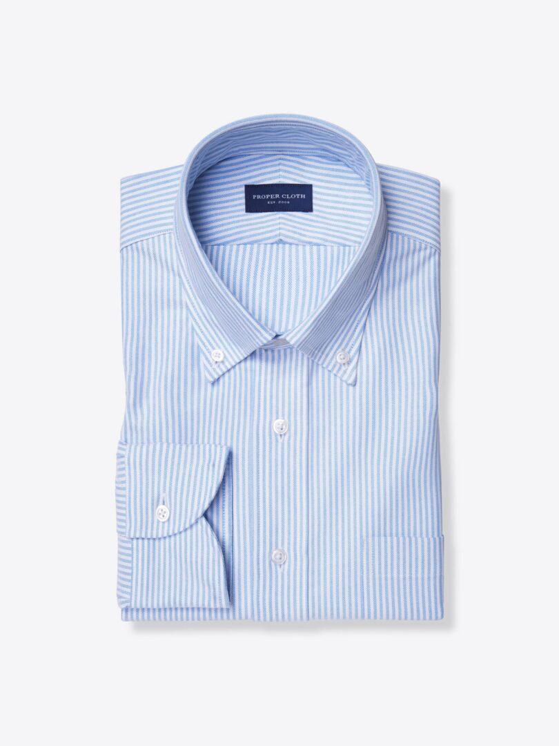 Light Blue Thin Stripe Heavy Oxford Cloth Dress Shirt 