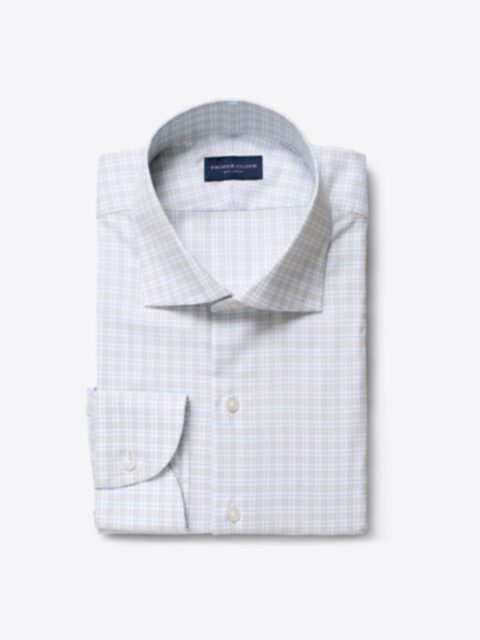 Shop Carmine 120s Grey and Blue Small Check