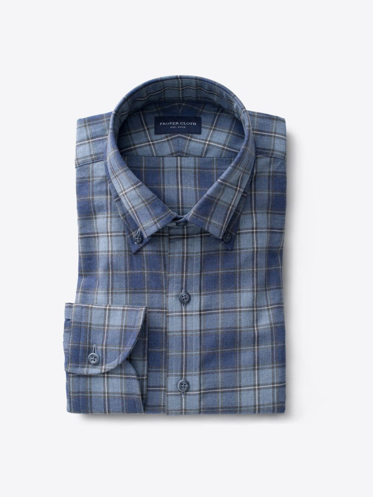 Blue and Grey Melange Plaid Men's Dress Shirt Shirt by Proper Cloth