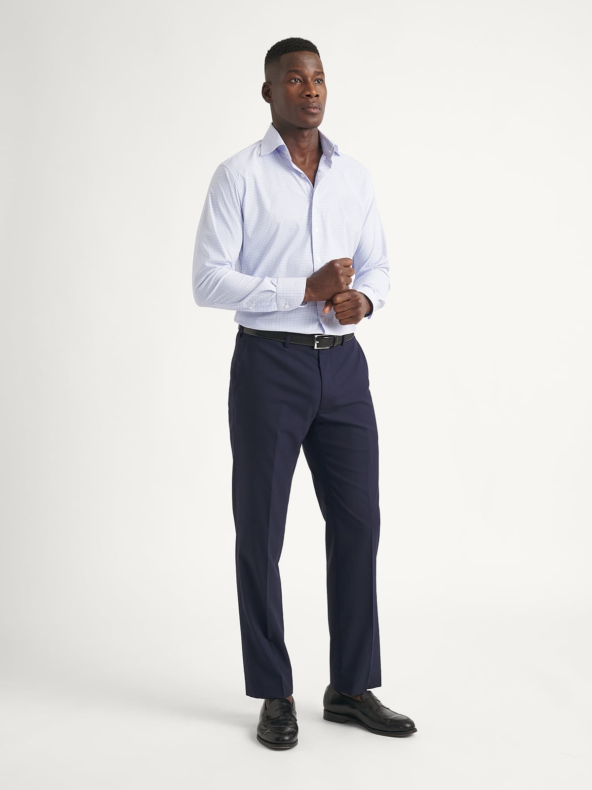 The Performance Dress Shirt in Blue and Lavender Tattersall
