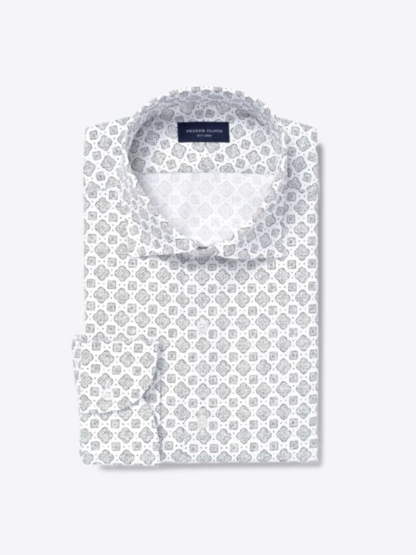 Albini Black and White Vintage Foulard Print