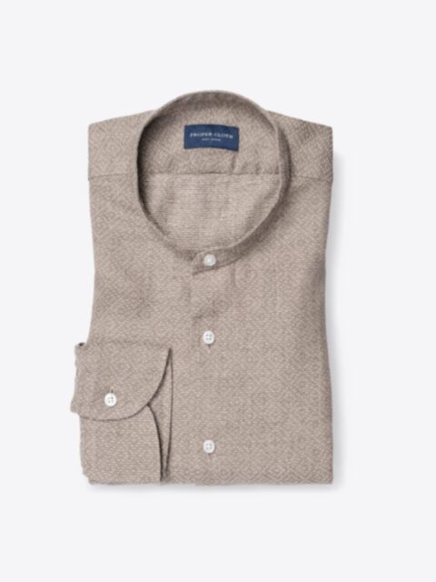 Shop Albini Washed Beige and Off White Cotton Linen Dobby