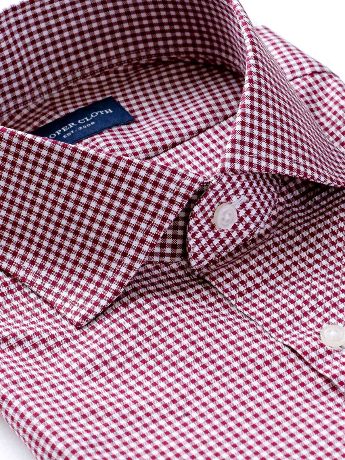 burgundy gingham dress shirt Extreme Cutaway Collar Burgundy Grid Shirt 39 / US 15