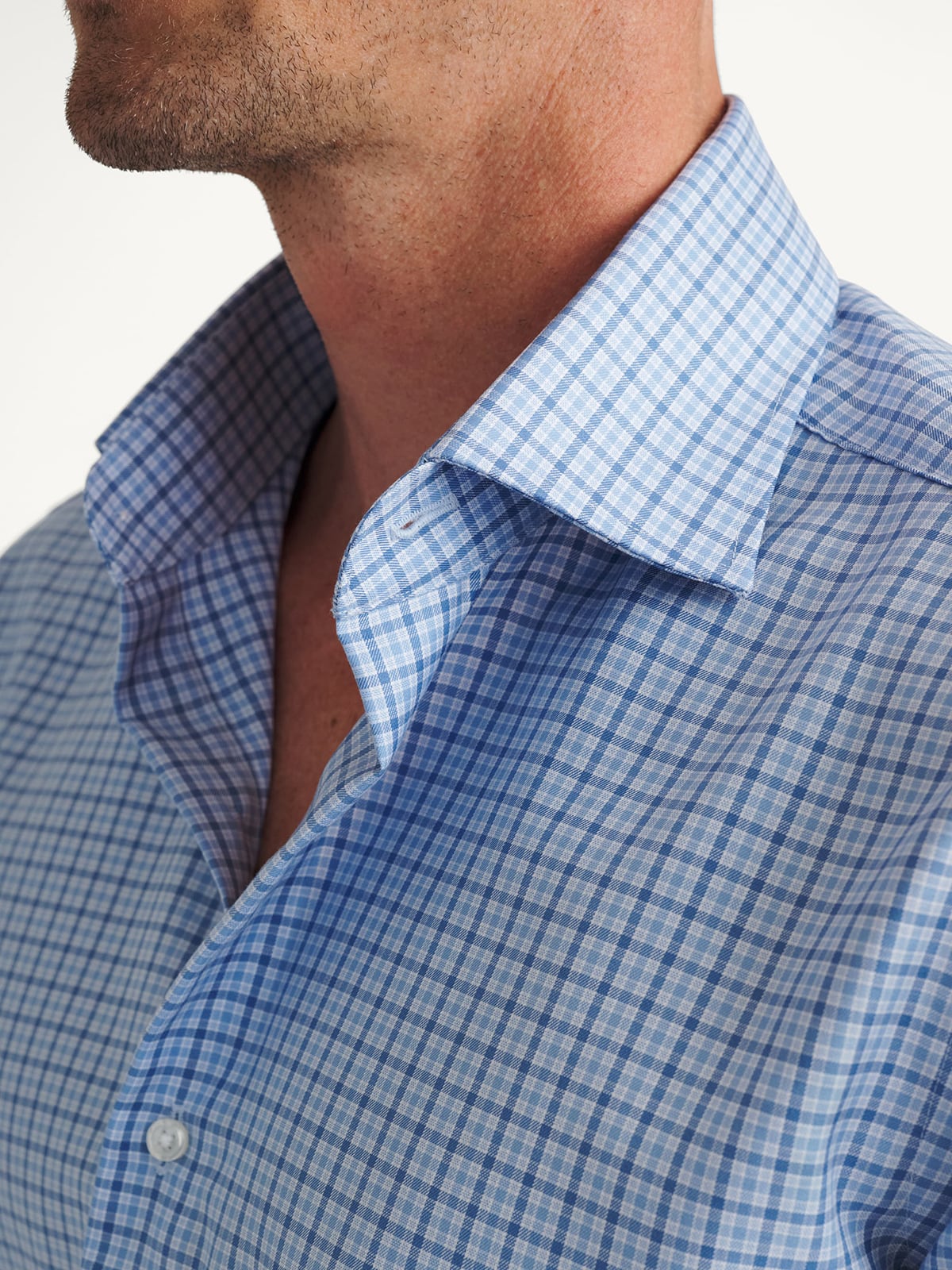 【MYNE】CHECK SHRT/BLUE The Mayfair Wrinkle-Resistant Dress Shirt in Tonal Blue Multi Check