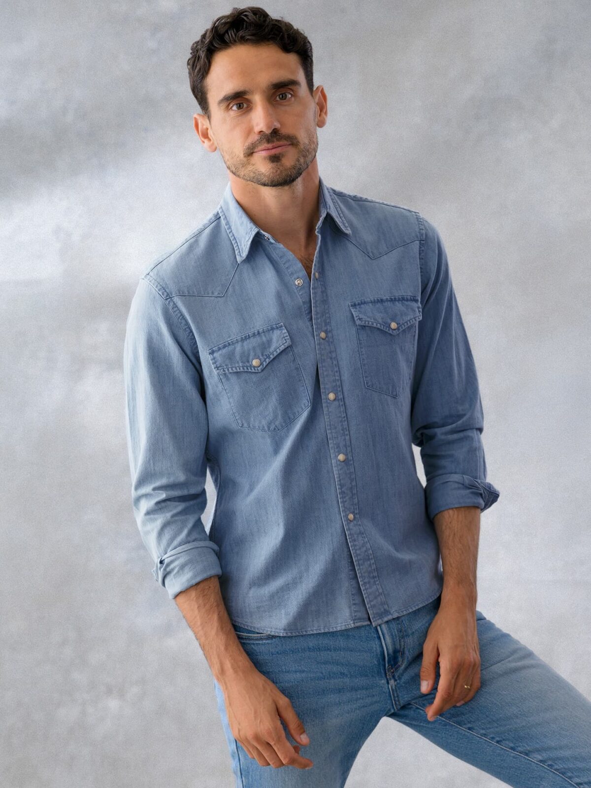 Albiate Indigo Washed Denim Western Shirt Shirt