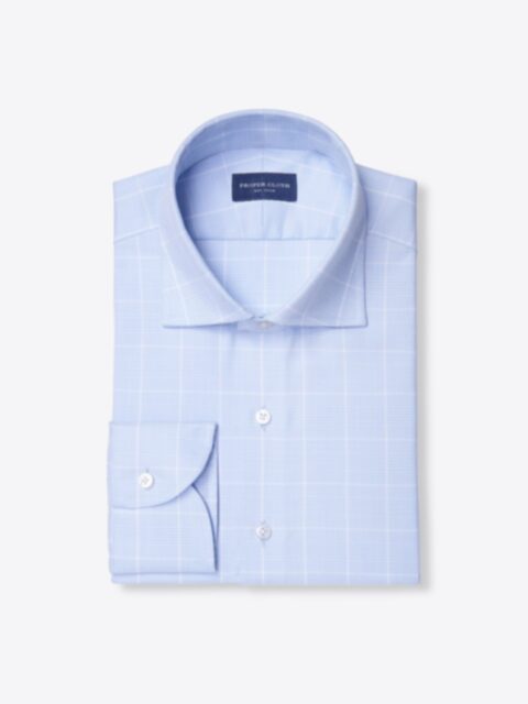 Shop Thomas Mason WR Light Blue Prince of Wales Check