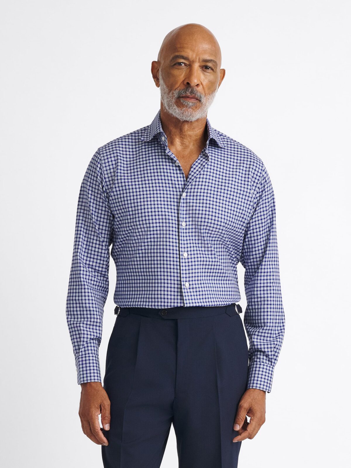The Thomas Mason Brushed Dress Shirt in Blue Micro Check The Thomas Mason Brushed Dress Shirt in Blue Micro Check