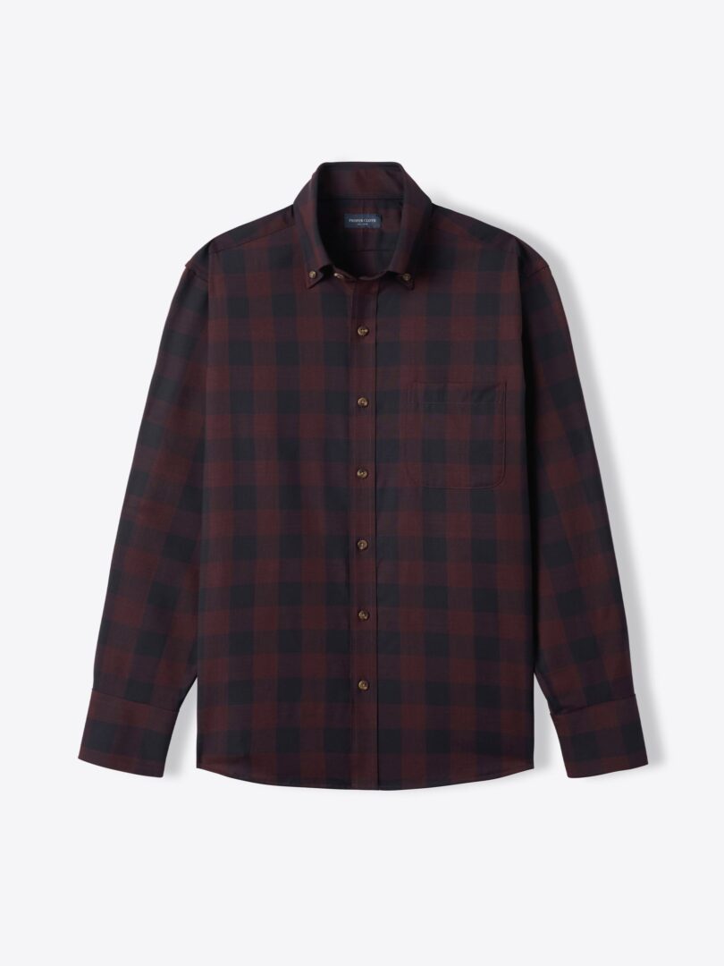 Reda Burgundy and Navy Merino Wool Large Gingham 