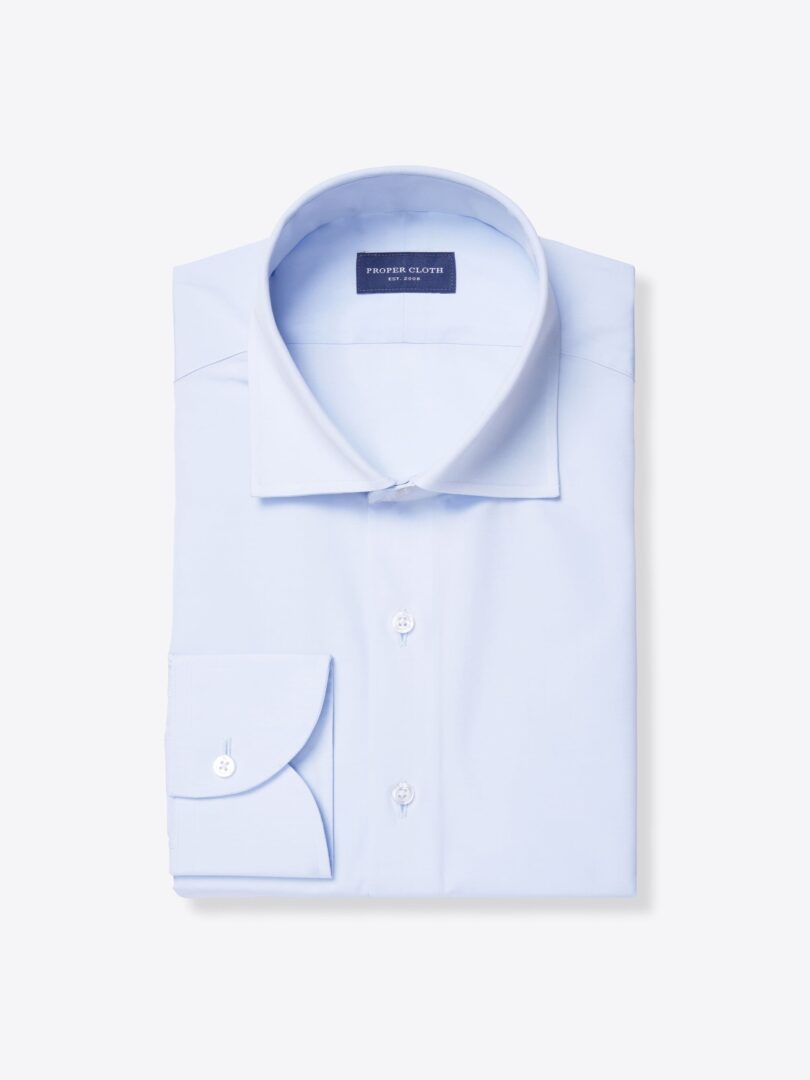 Thomas Mason Light Blue Luxury Broadcloth Fitted Shirt 