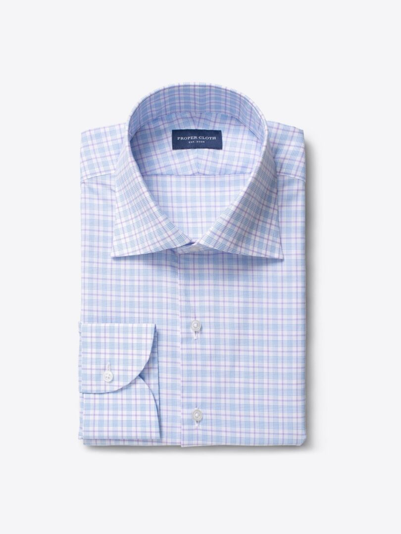 Bryce Light Blue and Lavender Multi Check Custom Dress Shirt 