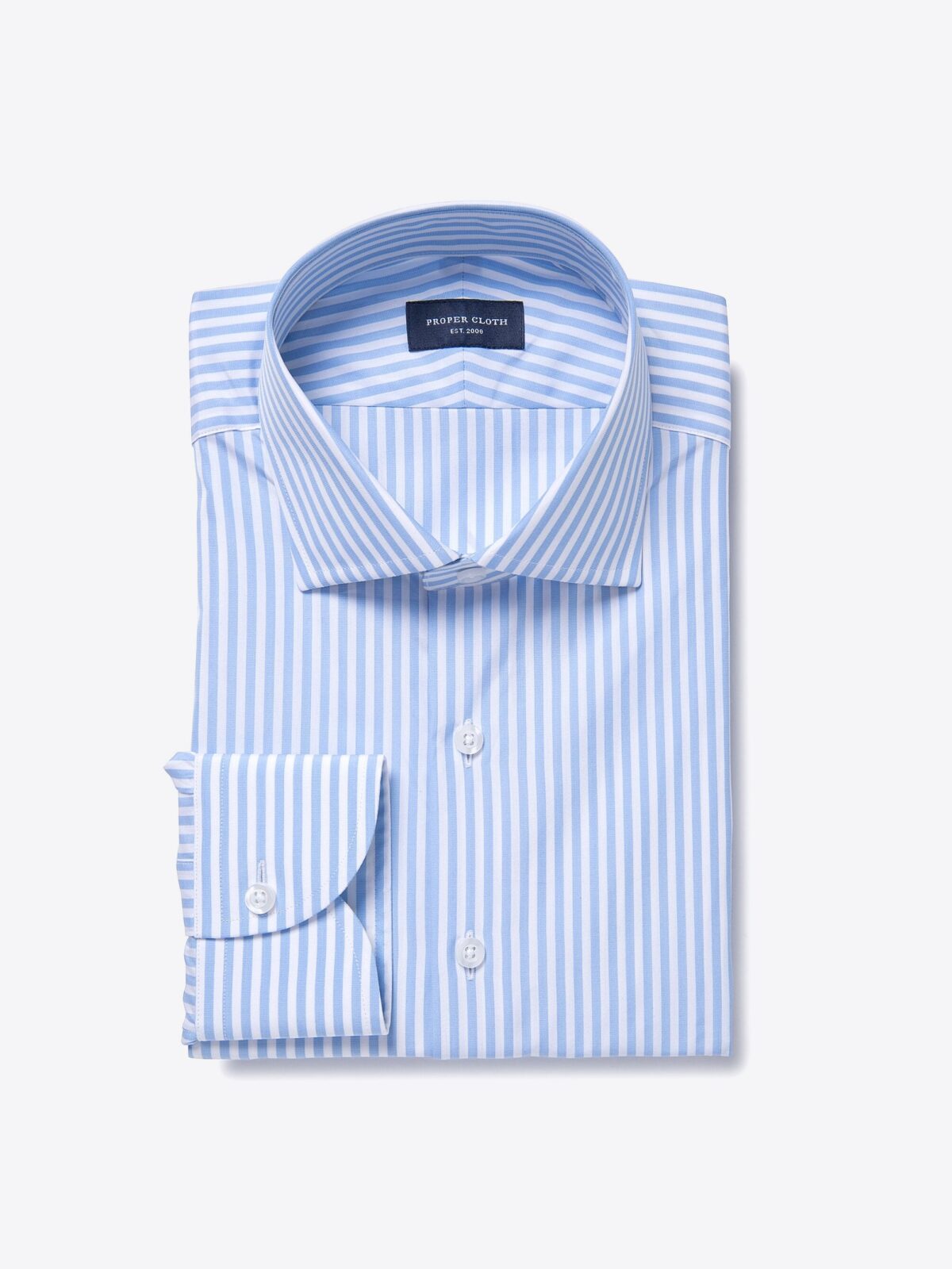 Thomas Mason Light Blue End-on-End Bengal Stripe Shirt