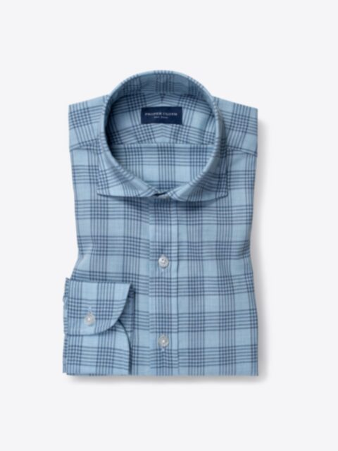 Shop Albini Light Blue Plaid Featherweight Flannel