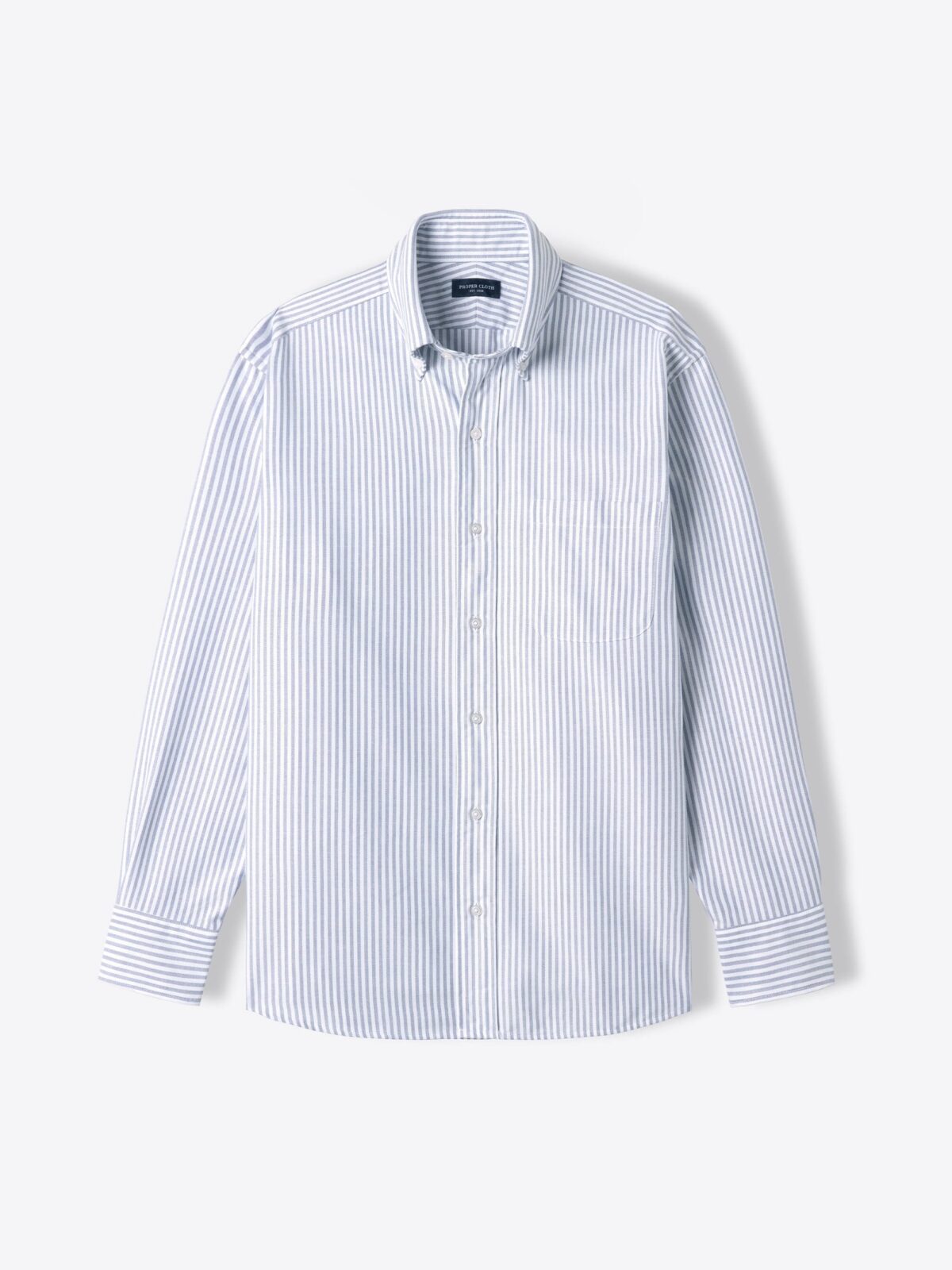 American Pima Navy University Stripe Oxford Cloth Shirt by Proper Cloth