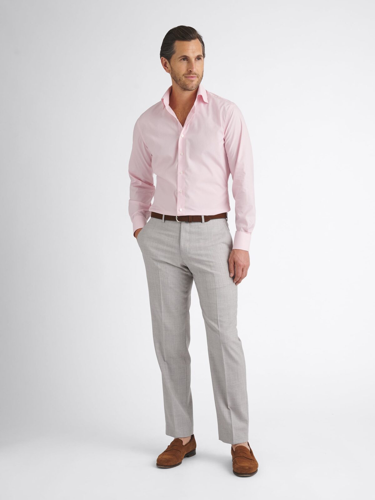 The Thomas Mason Wrinkle-Resistant Dress Shirt in Pink Mini Gingham