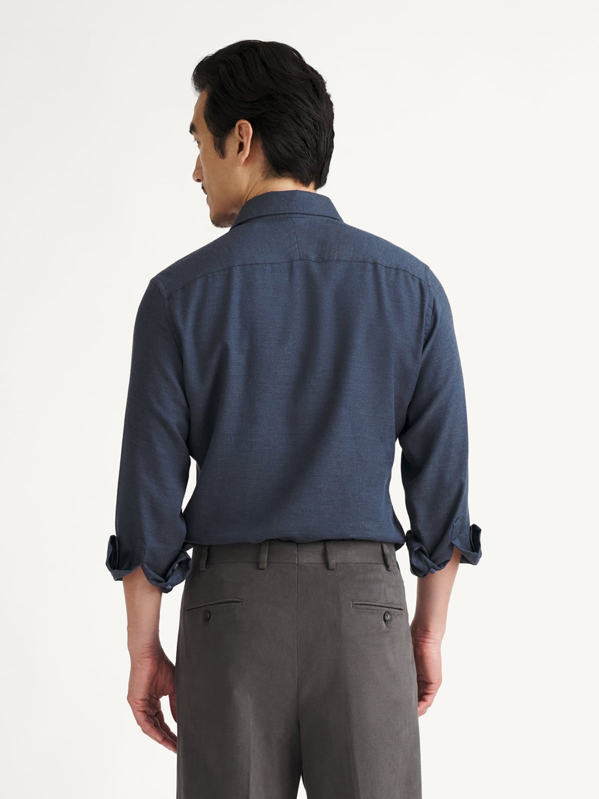 The Thomas Mason Cotton and Cashmere Dress Shirt in Navy The Thomas Mason Cotton and Cashmere Dress Shirt in Navy