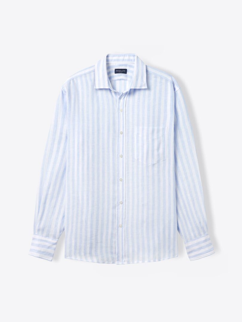 Baird McNutt Light Blue Wide Stripe Irish Linen 