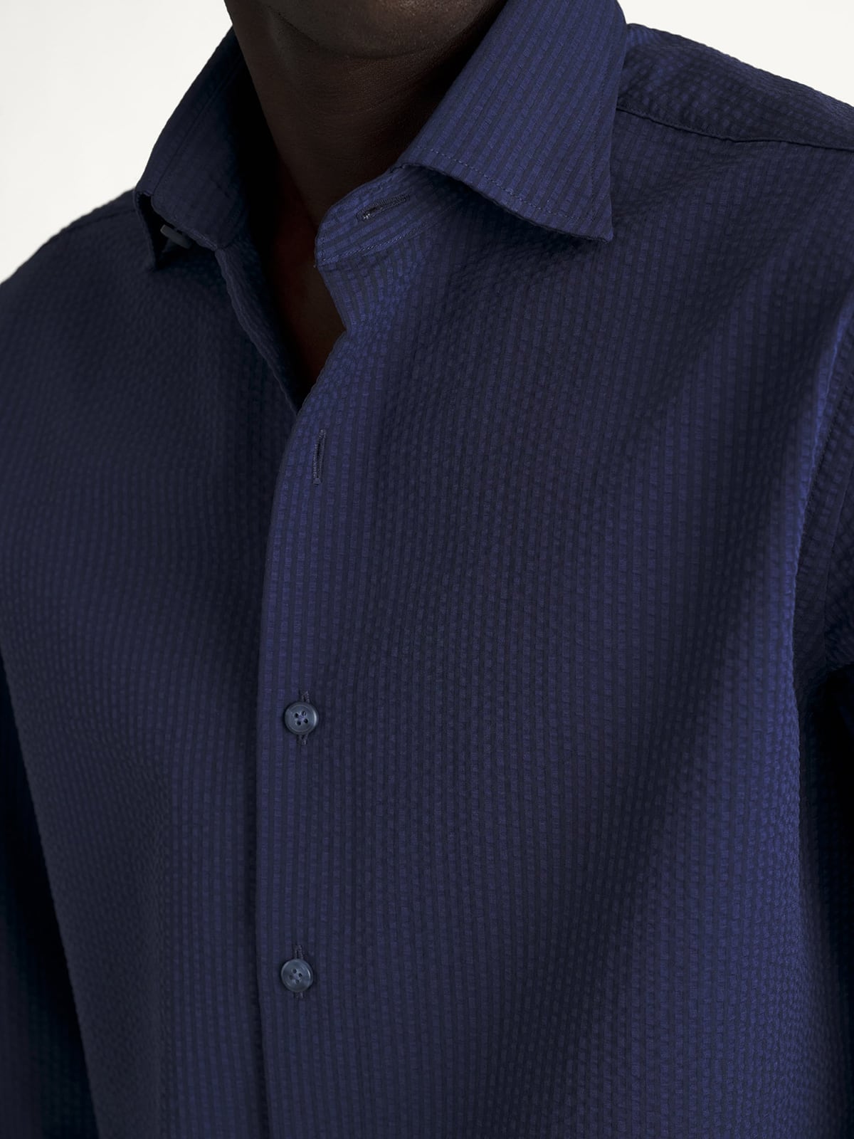 The Seersucker Shirt in Navy