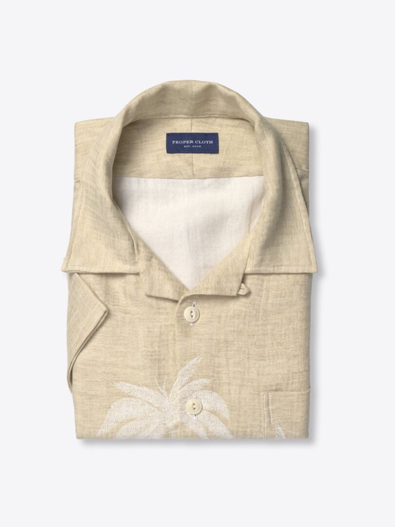 Isola Sand Cotton Linen Placement Palm Tree Print 